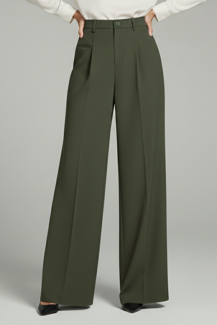 Zosia | Women's Palazzo Trousers | Front Pleats Back Pockets