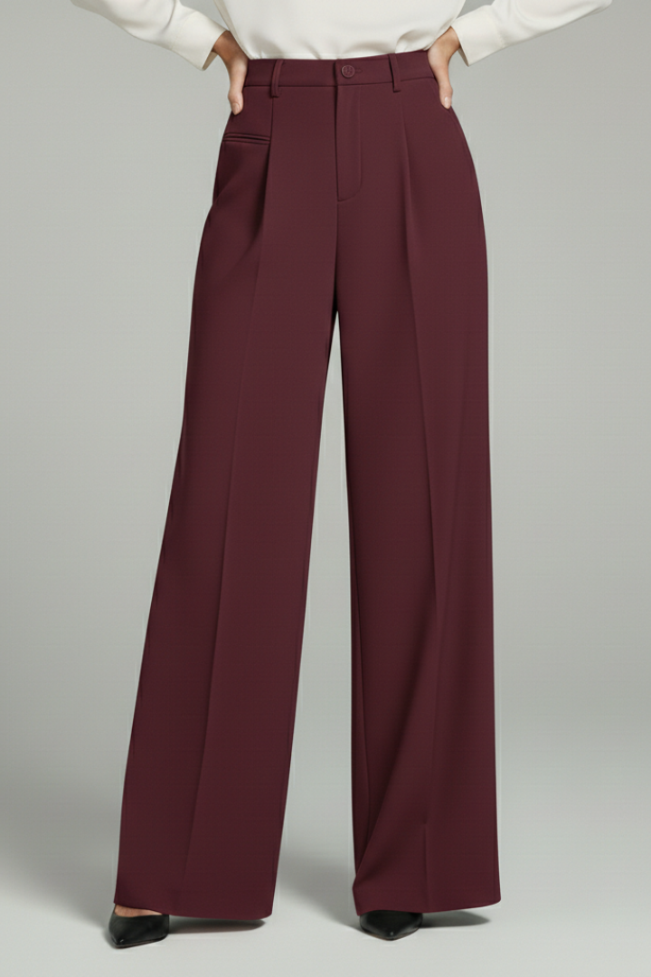 Zosia | Women's Palazzo Trousers | Front Pleats Back Pockets