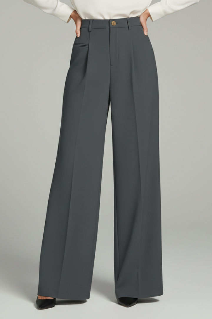 Zosia | Women's Palazzo Trousers | Front Pleats Back Pockets