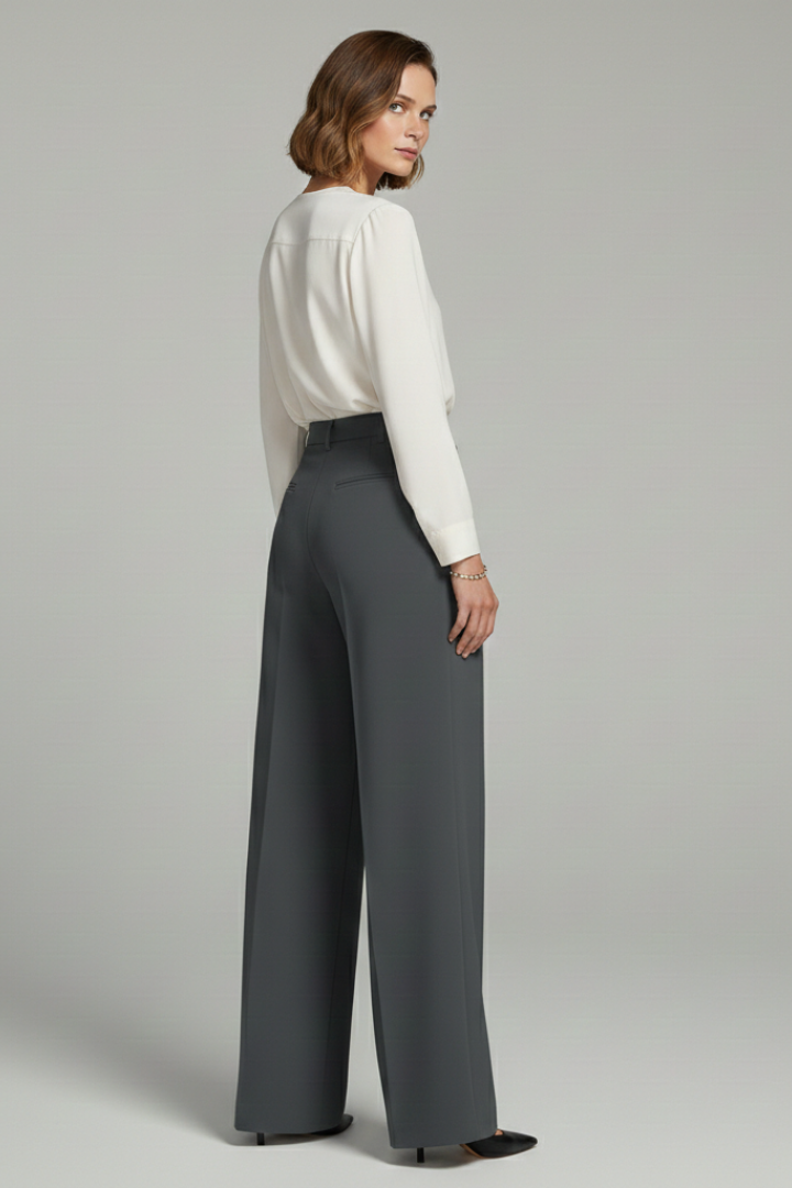 Zosia | Women's Palazzo Trousers | Front Pleats Back Pockets