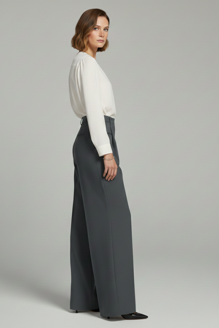 Zosia | Women's Palazzo Trousers | Front Pleats Back Pockets