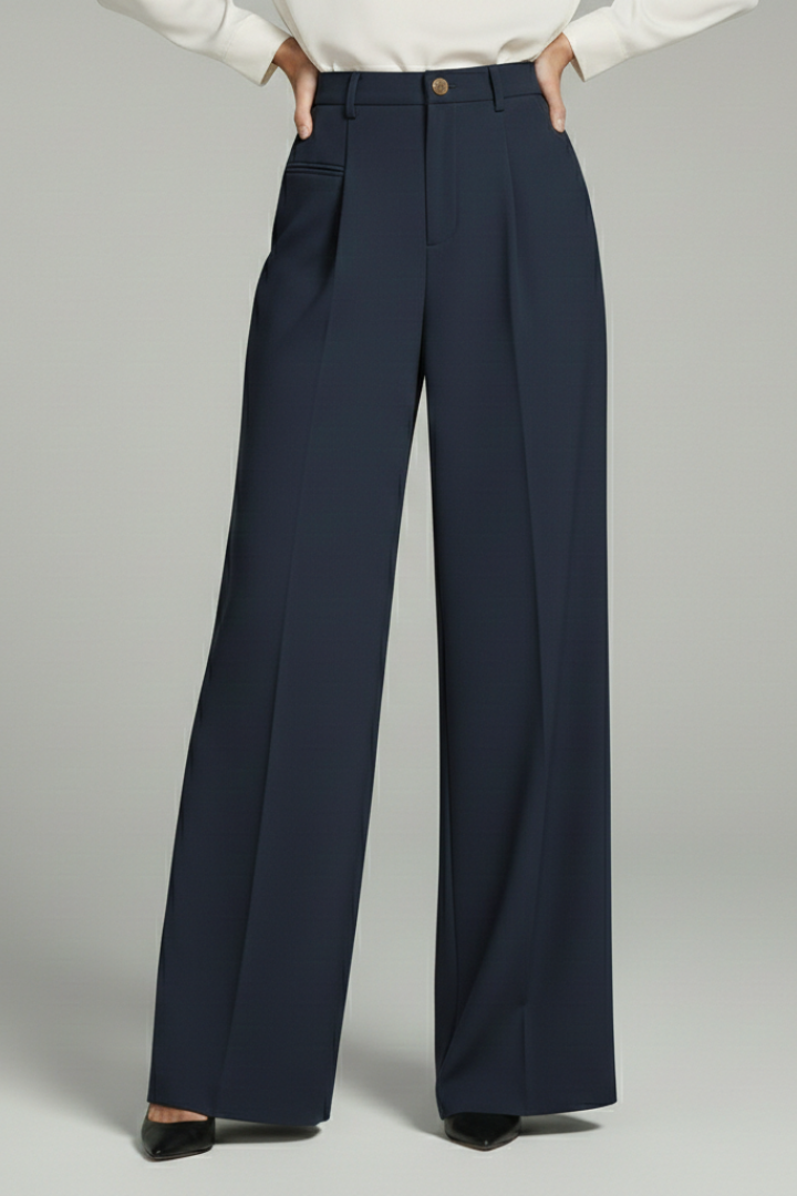 Zosia | Women's Palazzo Trousers | Front Pleats Back Pockets