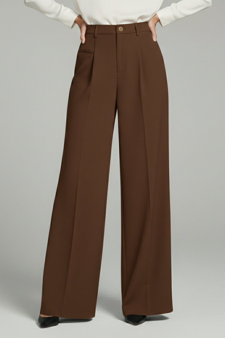 Zosia | Women's Palazzo Trousers | Front Pleats Back Pockets