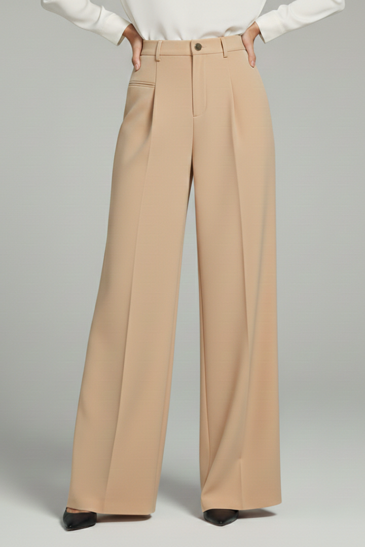 Zosia | Women's Palazzo Trousers | Front Pleats Back Pockets