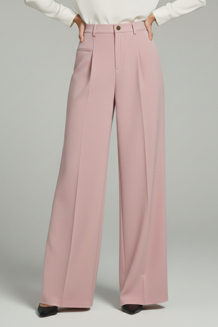 Zosia | Women's Palazzo Trousers | Front Pleats Back Pockets