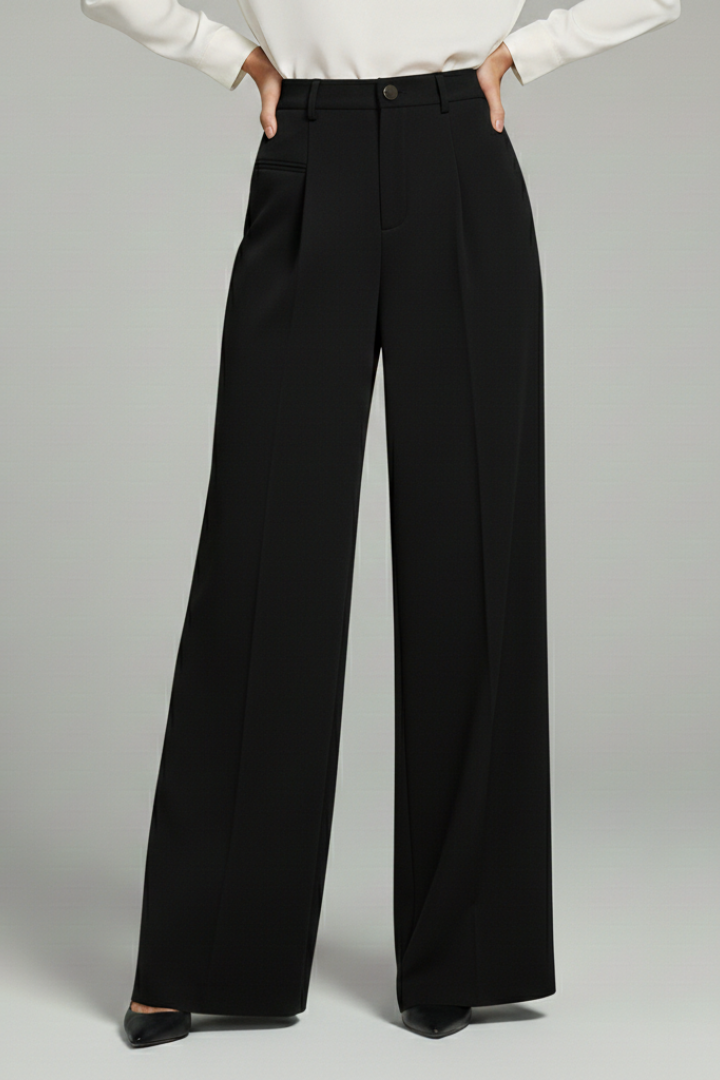 Zosia | Women's Palazzo Trousers | Front Pleats Back Pockets