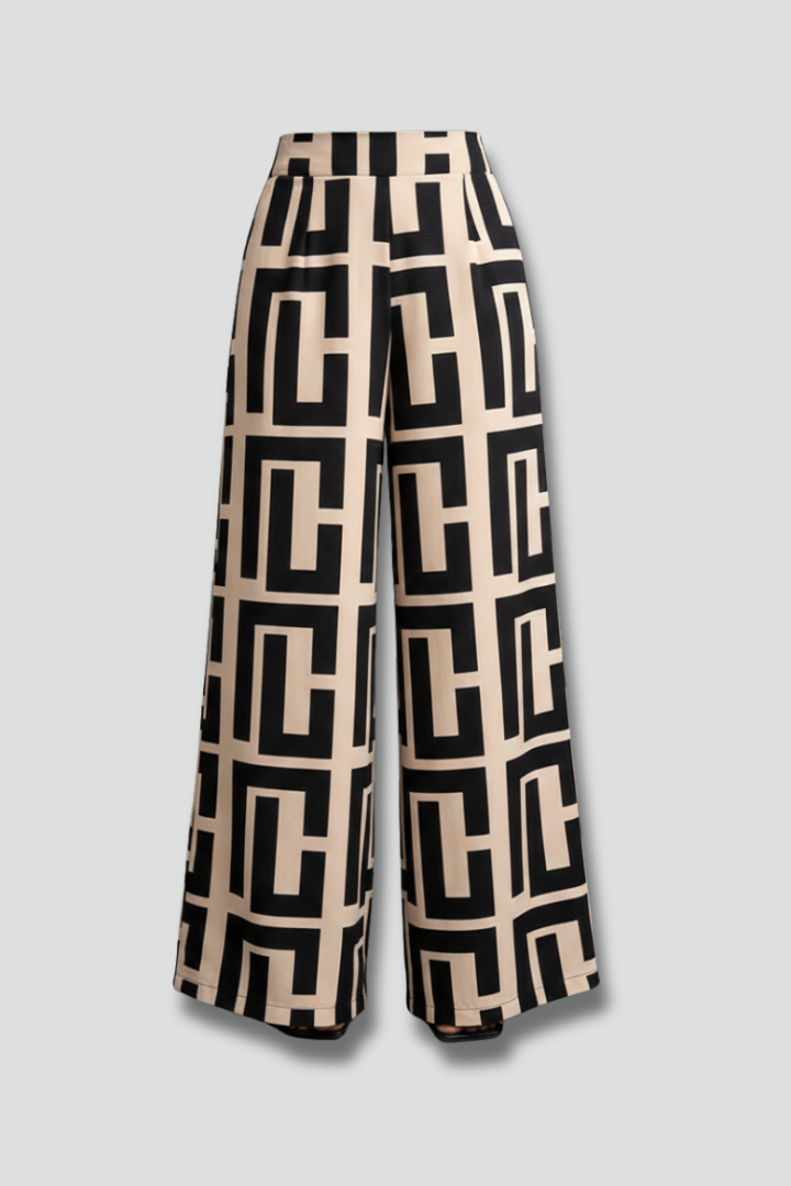 Jovita | Women's Palazzo Trousers | Graphic Print Wide Legs
