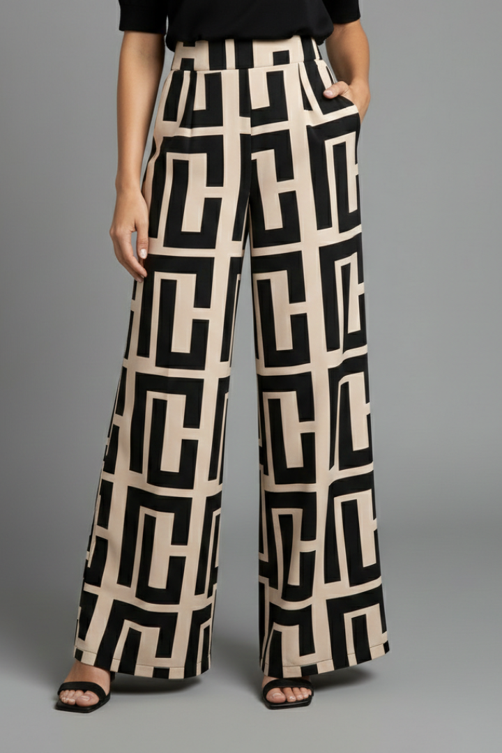 Jovita | Women's Palazzo Trousers | Graphic Print Wide Legs