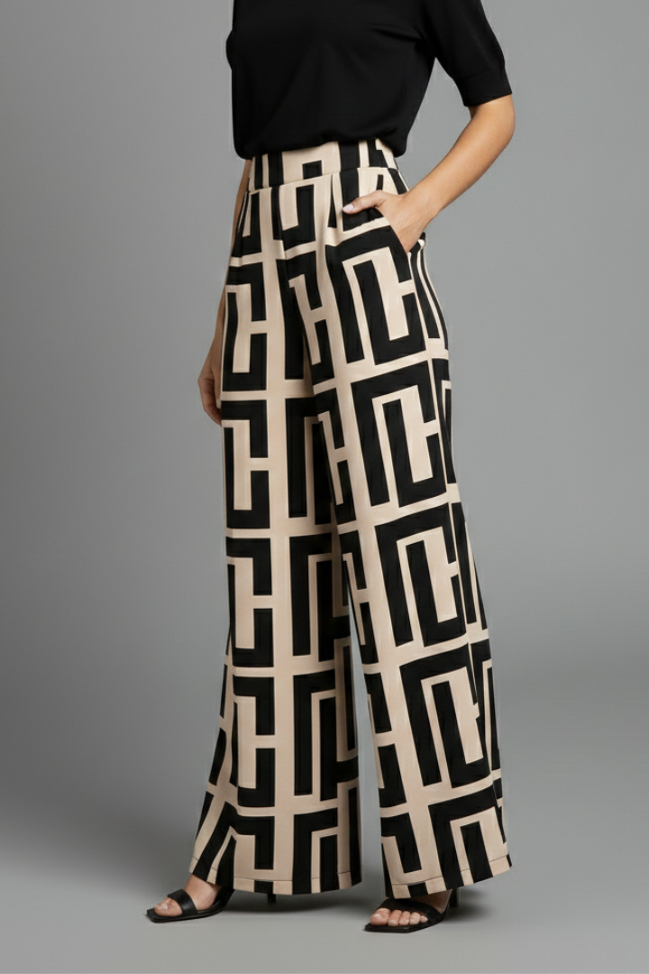 Jovita | Women's Palazzo Trousers | Graphic Print Wide Legs