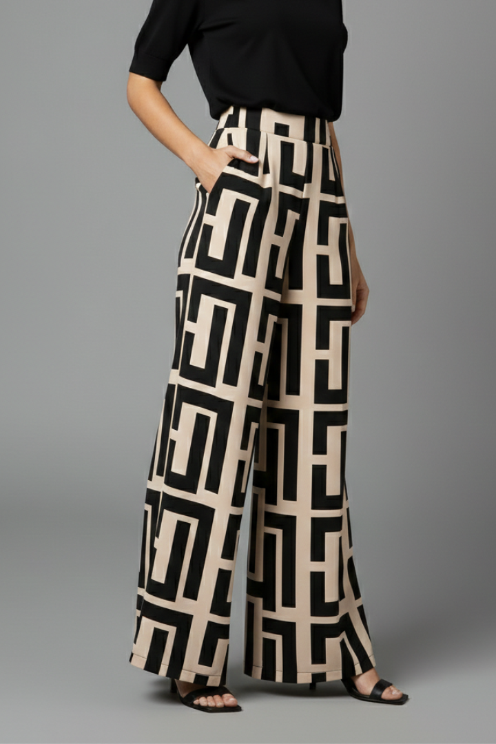 Jovita | Women's Palazzo Trousers | Graphic Print Wide Legs