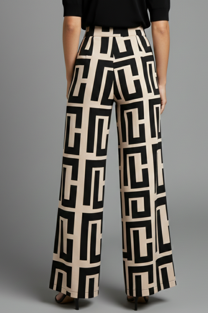 Jovita | Women's Palazzo Trousers | Graphic Print Wide Legs