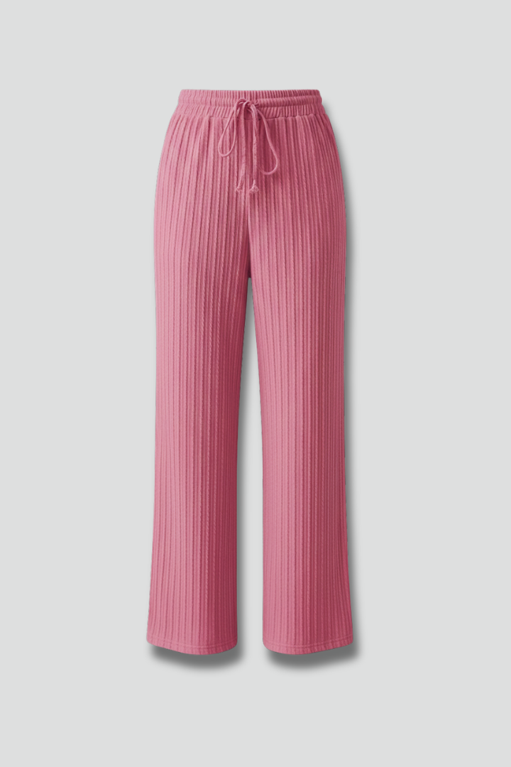 Fala | Women's Palazzo Trousers | Ribbed Surface Drawstring Waist