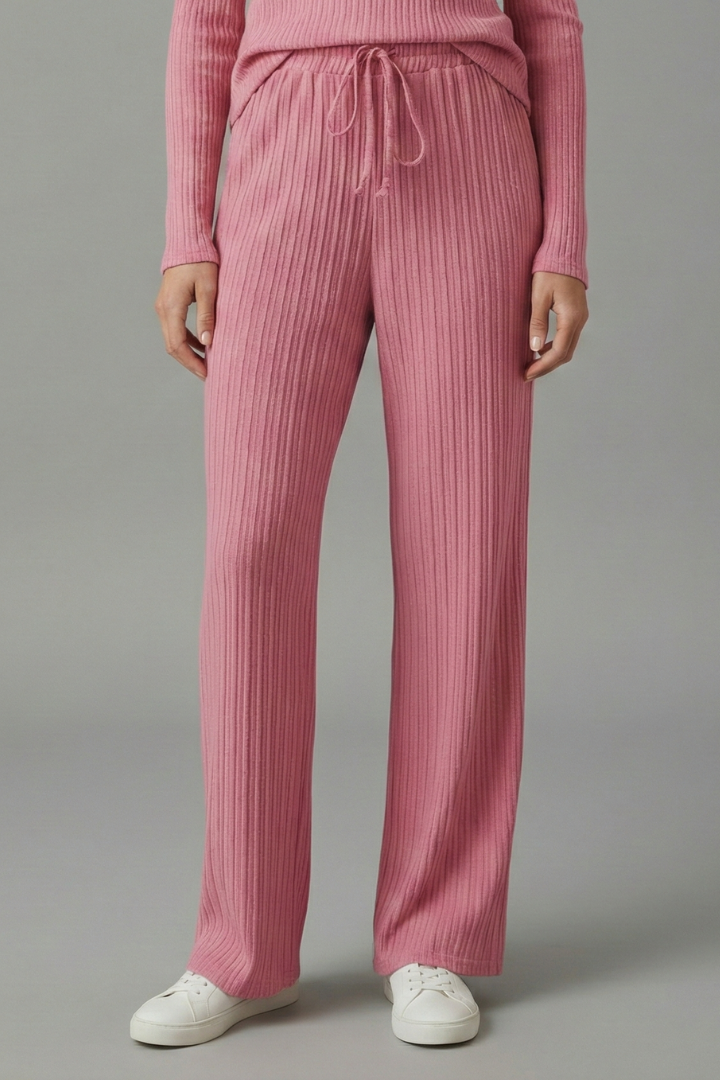Fala | Women's Palazzo Trousers | Ribbed Surface Drawstring Waist