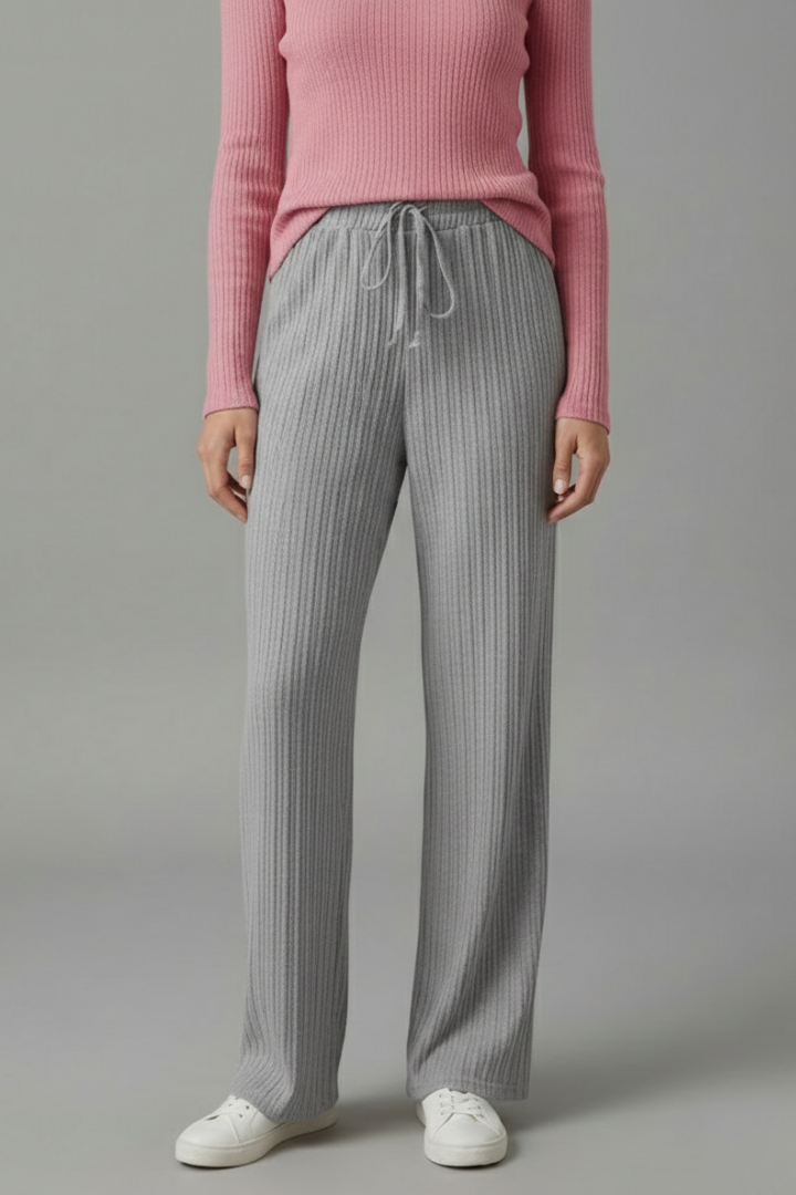 Fala | Women's Palazzo Trousers | Ribbed Surface Drawstring Waist