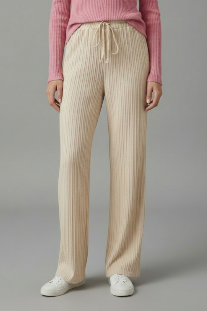 Fala | Women's Palazzo Trousers | Ribbed Surface Drawstring Waist