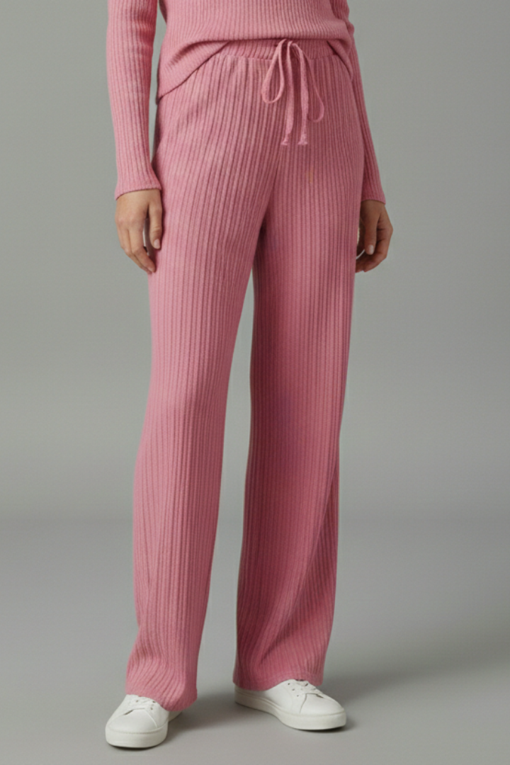 Fala | Women's Palazzo Trousers | Ribbed Surface Drawstring Waist