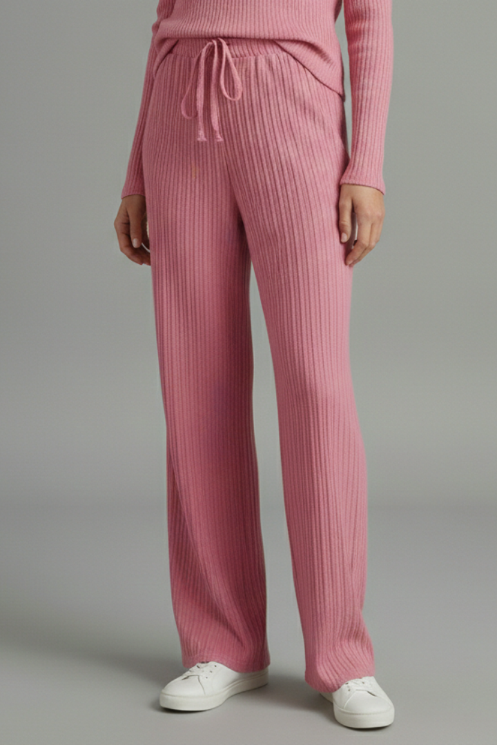 Fala | Women's Palazzo Trousers | Ribbed Surface Drawstring Waist