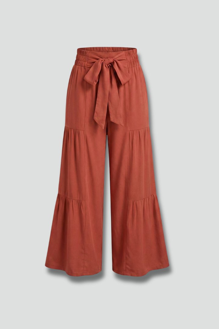 Xala | Women's Palazzo Trousers | Tie Belt Ruffle Panels