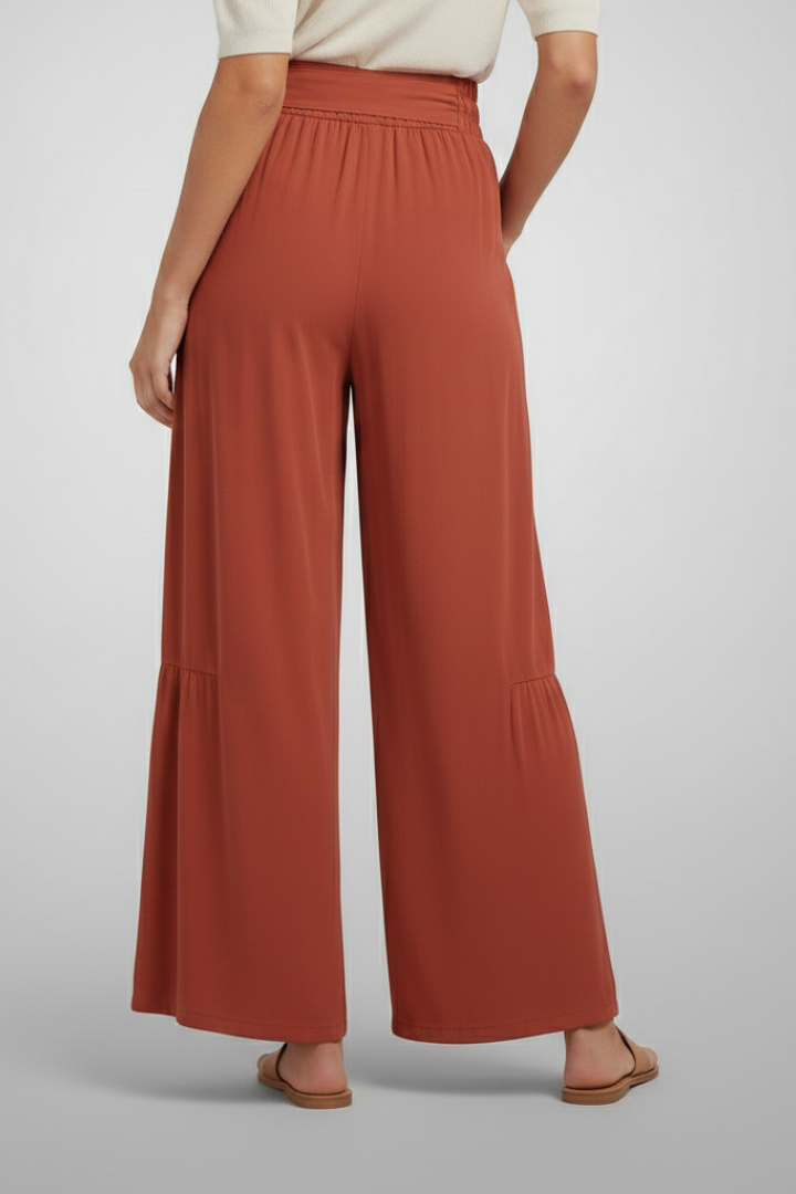 Xala | Women's Palazzo Trousers | Tie Belt Ruffle Panels