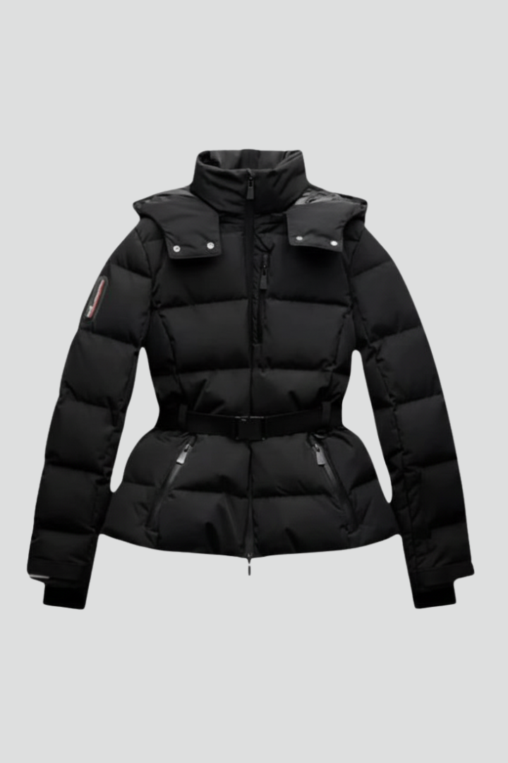 Alexia | Women's Puffer Jacket | Belted Waist Stand-Up Collar