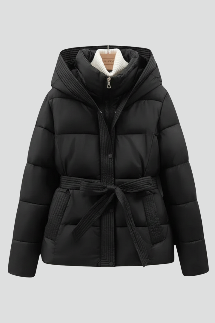 Maighread | Women's Quilted Jacket with Hood & Belt