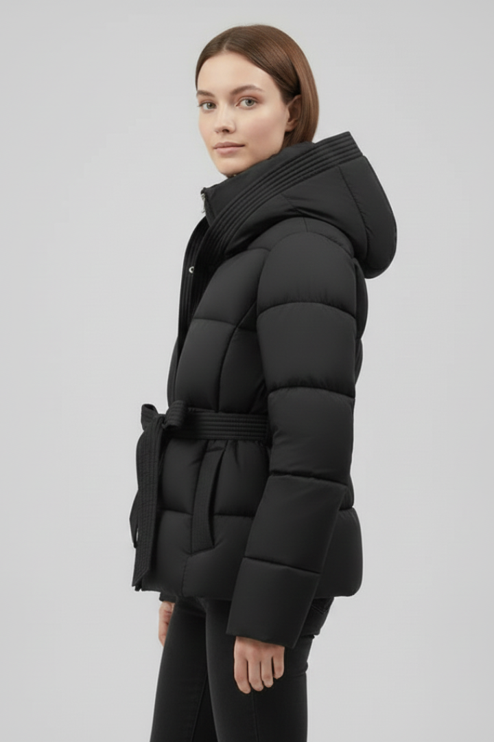 Maighread | Women's Quilted Jacket with Hood & Belt