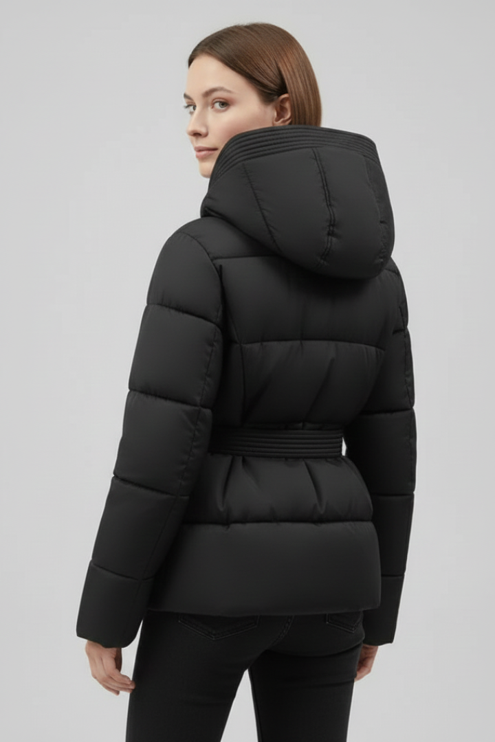 Maighread | Women's Quilted Jacket with Hood & Belt
