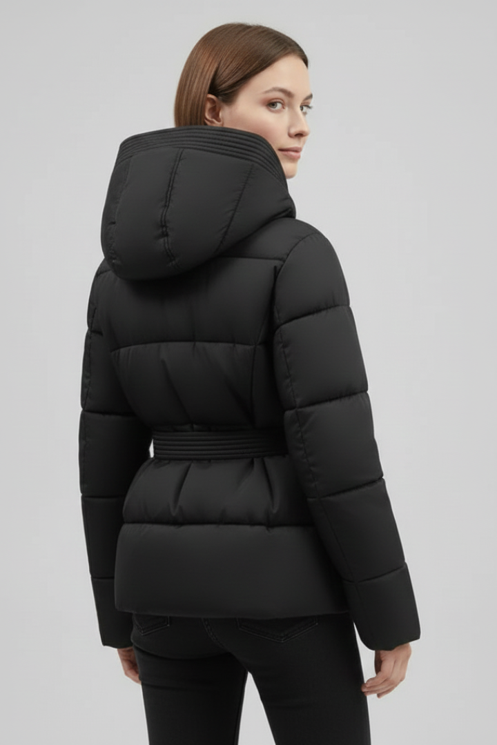 Maighread | Women's Quilted Jacket with Hood & Belt