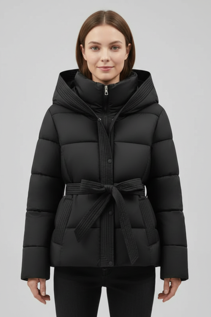 Maighread | Women's Quilted Jacket with Hood & Belt