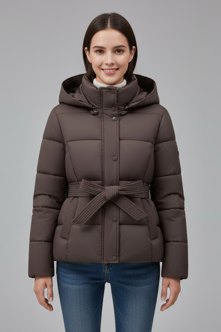 Maighread | Women's Quilted Jacket with Hood & Belt
