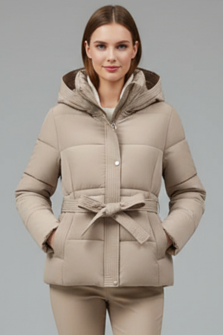 Maighread | Women's Quilted Jacket with Hood & Belt
