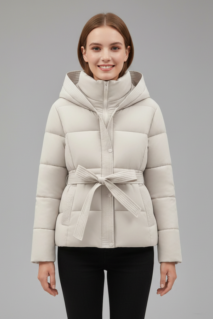 Maighread | Women's Quilted Jacket with Hood & Belt