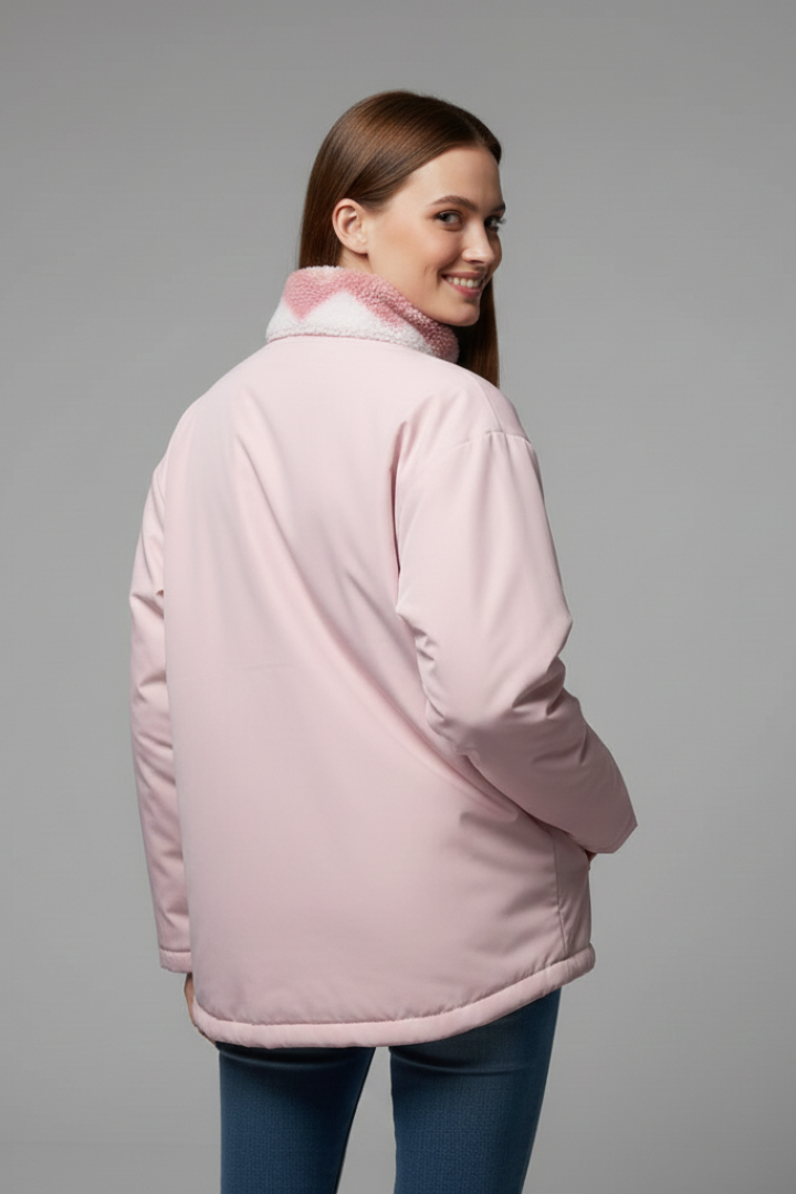 Fiamma | Women's Reversible Coat | Heart Pattern Hood