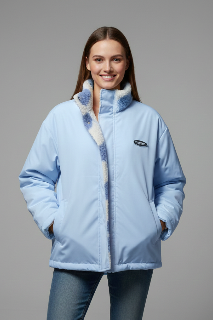 Fiamma | Women's Reversible Coat | Heart Pattern Hood