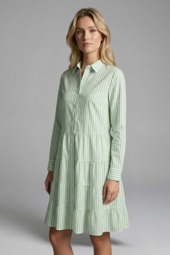 Kira | Women's Shirt Dress | Button Closure Tiered Skirt