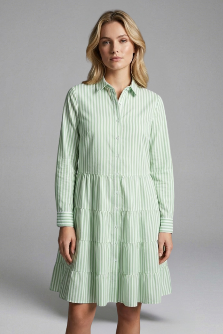 Kira | Women's Shirt Dress | Button Closure Tiered Skirt