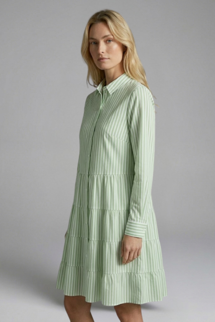 Kira | Women's Shirt Dress | Button Closure Tiered Skirt