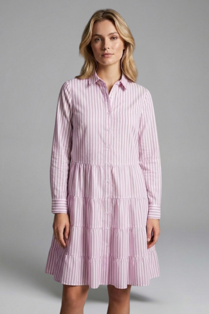 Kira | Women's Shirt Dress | Button Closure Tiered Skirt