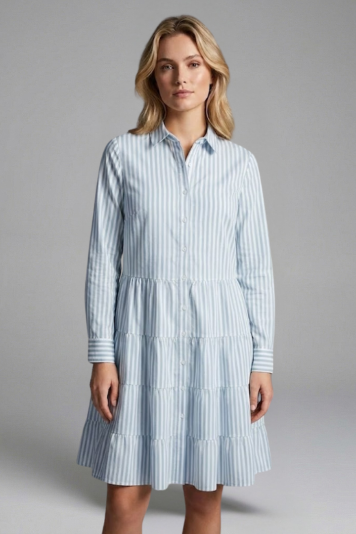 Kira | Women's Shirt Dress | Button Closure Tiered Skirt