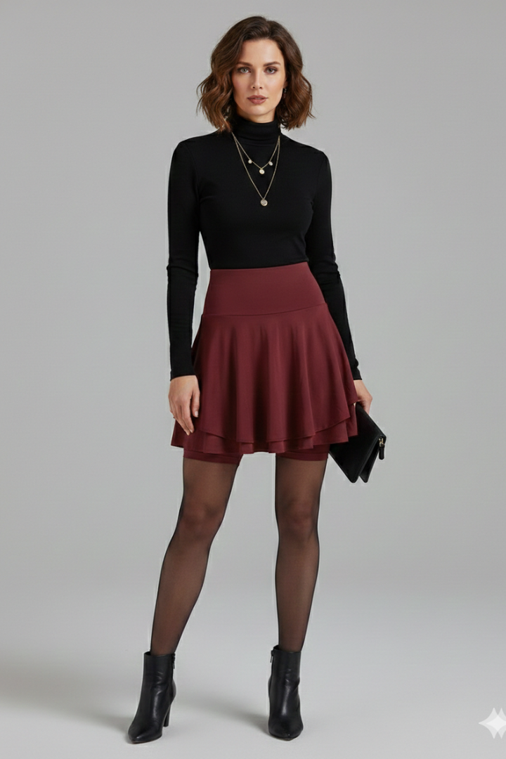 Lucretia | Women's Skirt | High Waist Built-In Shorts