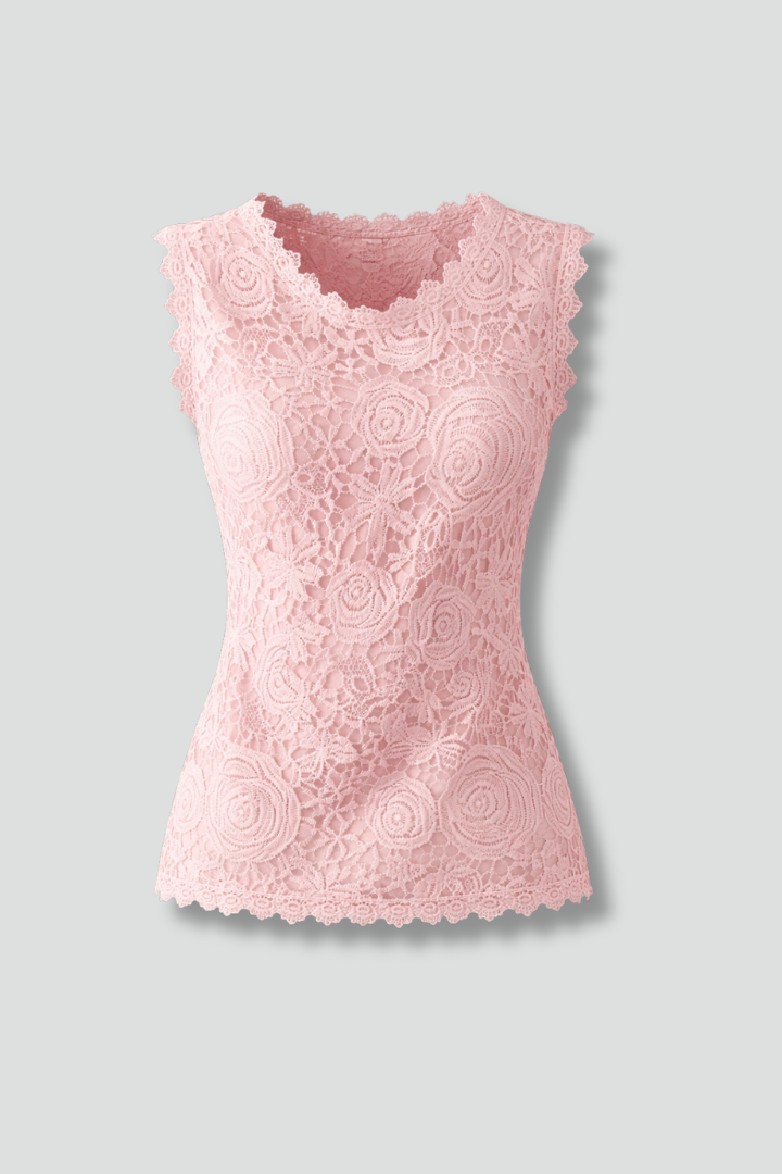 Kemi | Women's Blouse | Sleeveless V-Neck Lace Surface