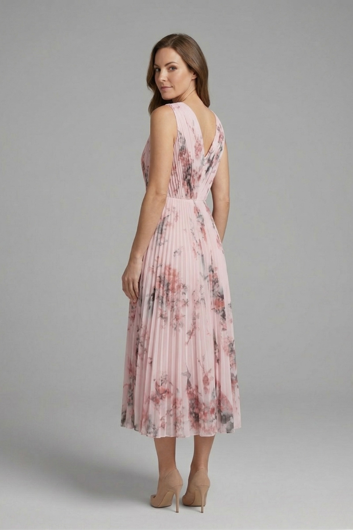 Leoba | Women's Sleeveless Dress | V-Neck Pleated Skirt