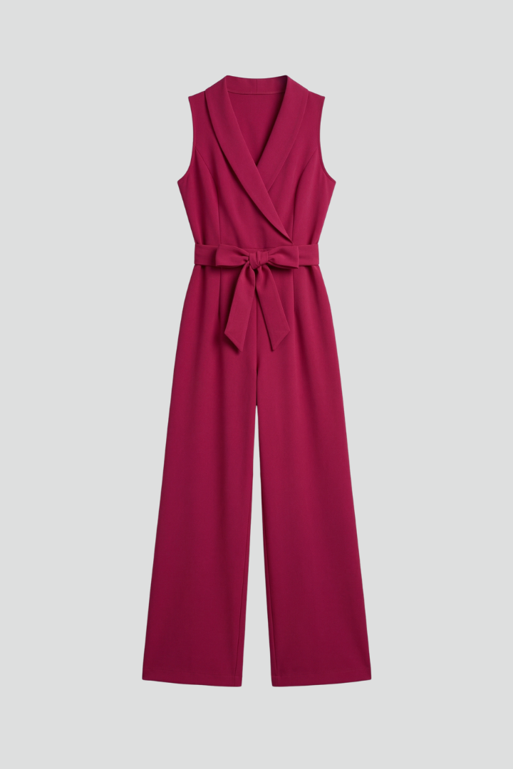 Yolanda | Women's Jumpsuit | Sleeveless V-Neck Tie Waist