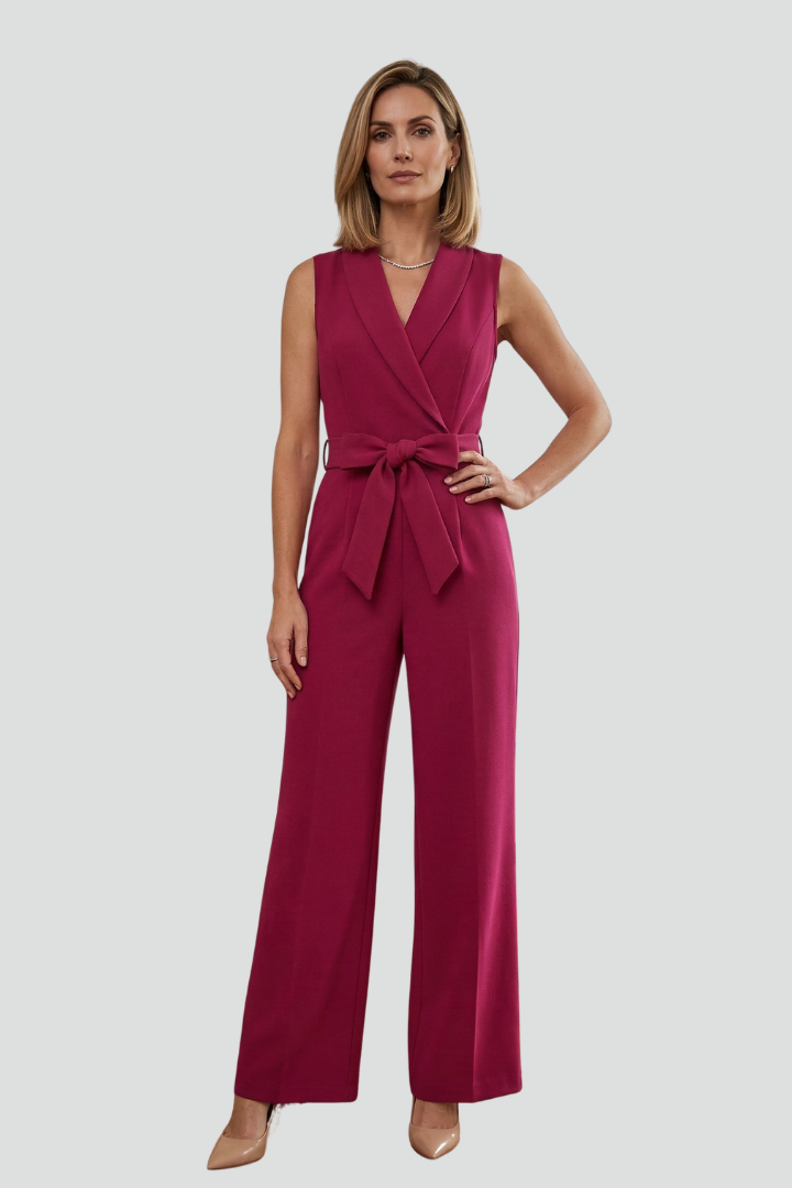 Yolanda | Women's Jumpsuit | Sleeveless V-Neck Tie Waist
