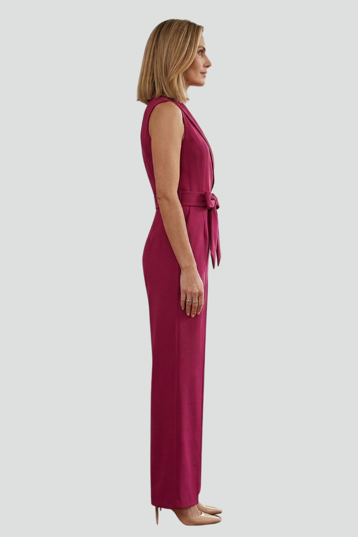Yolanda | Women's Jumpsuit | Sleeveless V-Neck Tie Waist