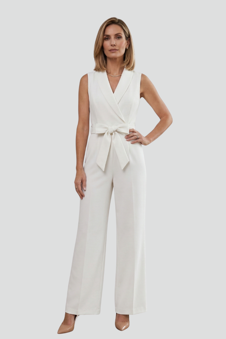 Yolanda | Women's Jumpsuit | Sleeveless V-Neck Tie Waist