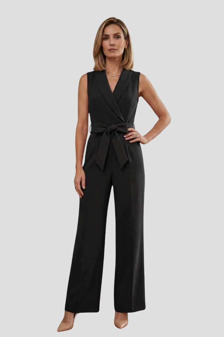 Yolanda | Women's Jumpsuit | Sleeveless V-Neck Tie Waist
