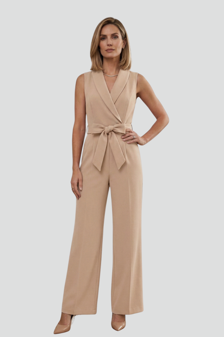 Yolanda | Women's Jumpsuit | Sleeveless V-Neck Tie Waist