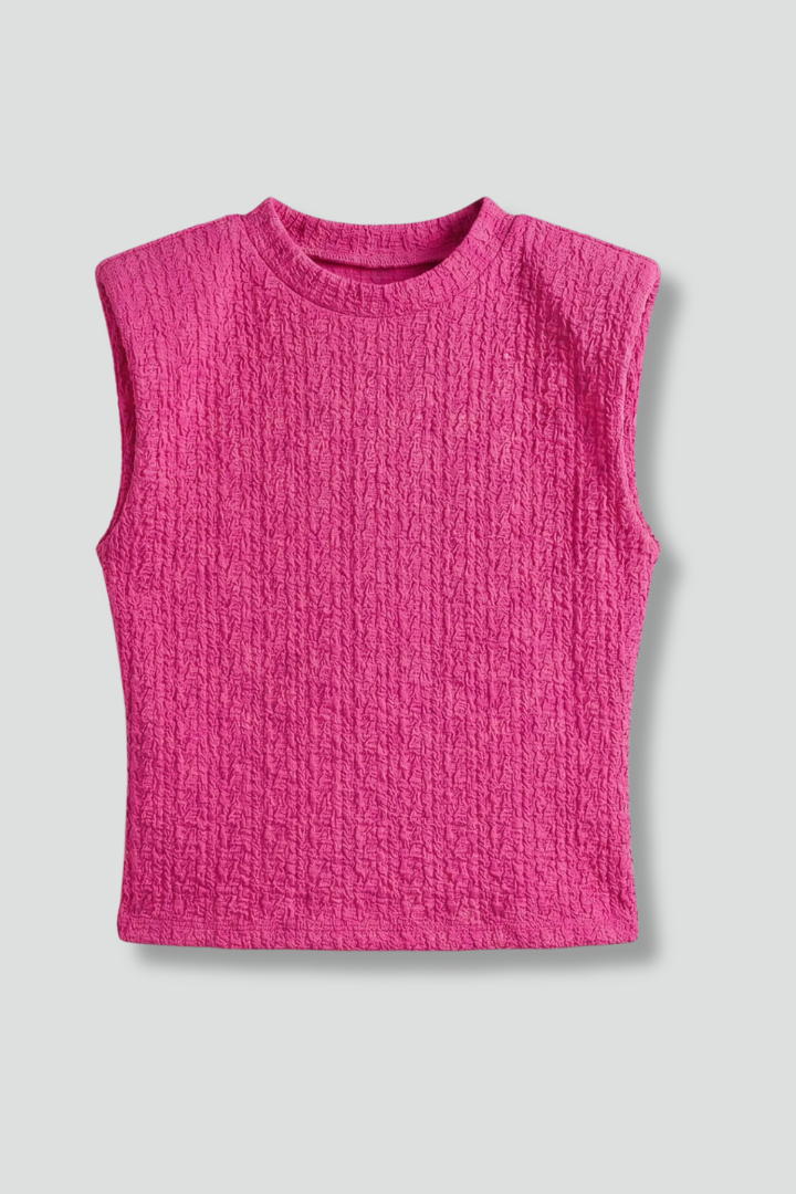 Uthyr | Women's Top | Sleeveless Textured Surface Round Neck