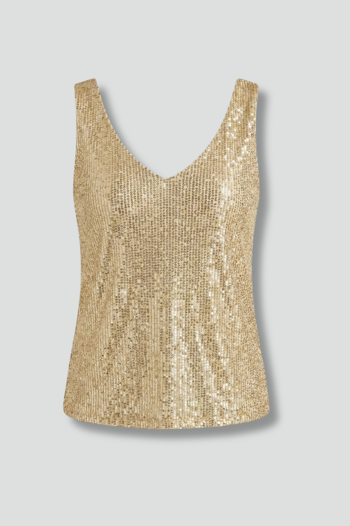 Bethan | Women's Top | Sleeveless V-Neck Sequin Surface
